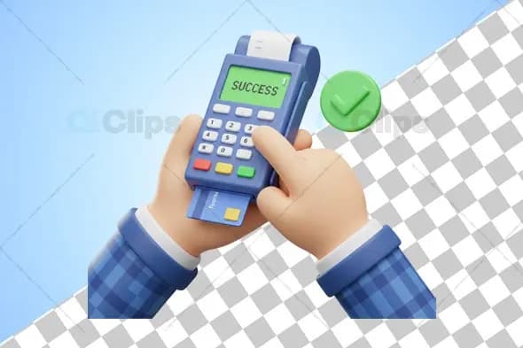 3D POS Machine Payment Confirmation Illustration