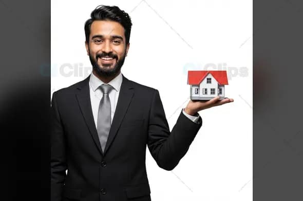 Real Estate Agent Man Presenting Property Investment