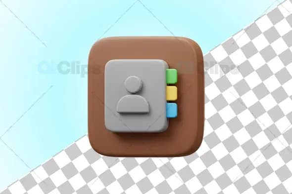 3D Contact Book Icon Illustration