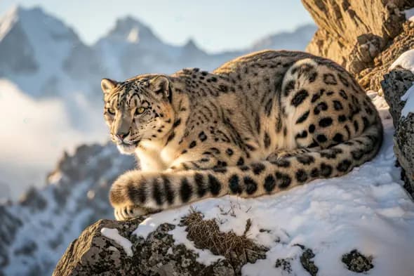 Majestic Snow Leopard in Mountain Habitat