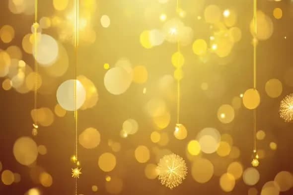Elegant Golden Bokeh with Hanging Sparkle Ornaments