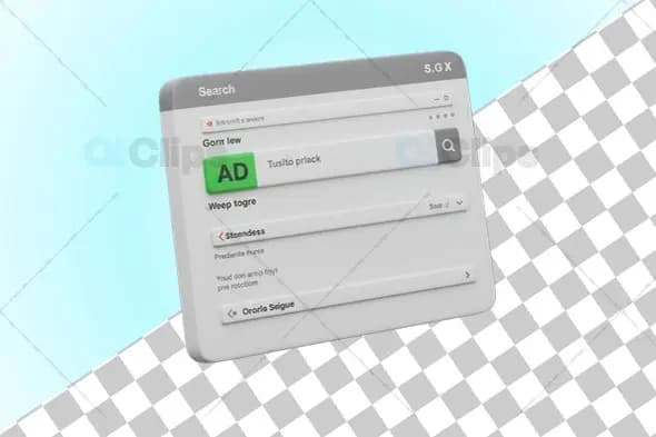 3D Search Interface with Green AD Button Template