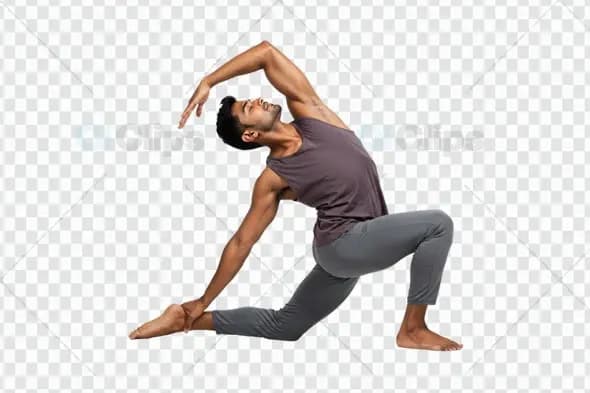 Graceful Side Bend Yoga Pose on Transparent Background