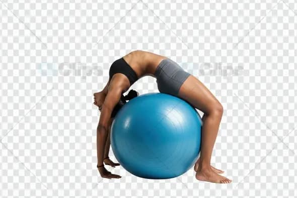 Athletic Back Bend on Blue Exercise Ball  Transparent PNG