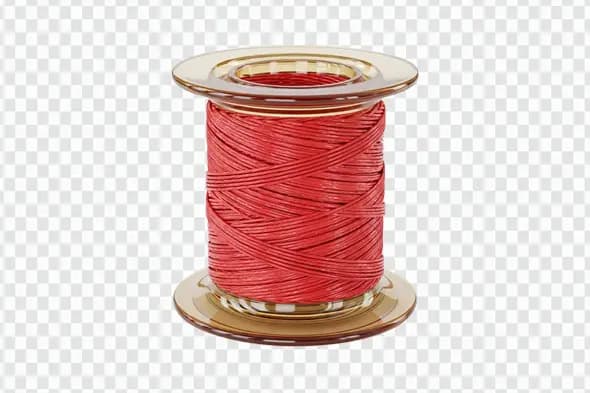 Realistic Red Thread on Translucent Spool Clipart PNG