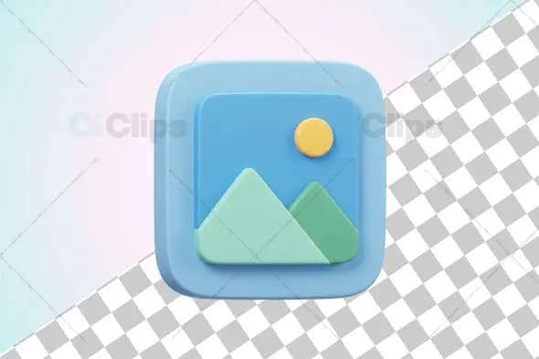 3D Photo Gallery Icon Illustration