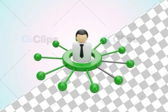 Business Network Connection 3D Illustration