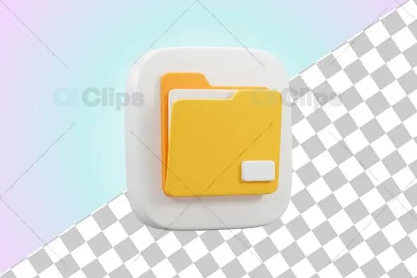 3D Folder File Storage Icon Illustration