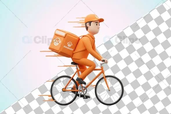 Swiggy 3D Bicycle Delivery Rider