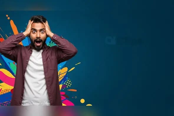 Surprised Man with Colorful Abstract Background
