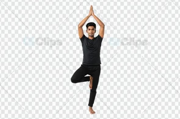 Tree Pose Yoga Position on Transparent Background