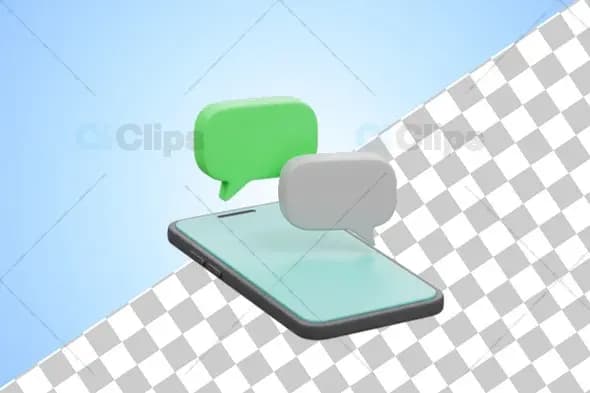3D Smartphone with Floating Message Bubbles