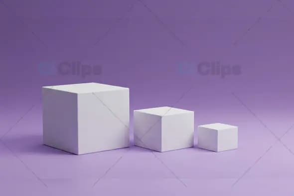 Minimalist White Cubes on Purple Gradient