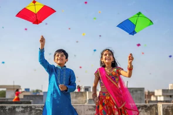 Indian Childrens Festive Kite Celebration