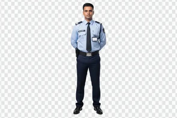 Alert Young Indian Security Officer on Duty PNG