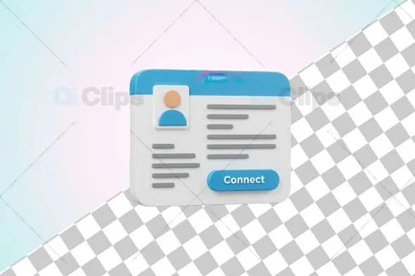3D Profile Card with Connect Button Interface Design