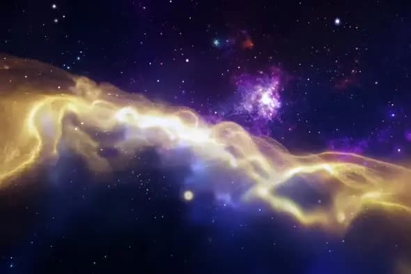 Cosmic Energy Wave with Purple Nebula Background