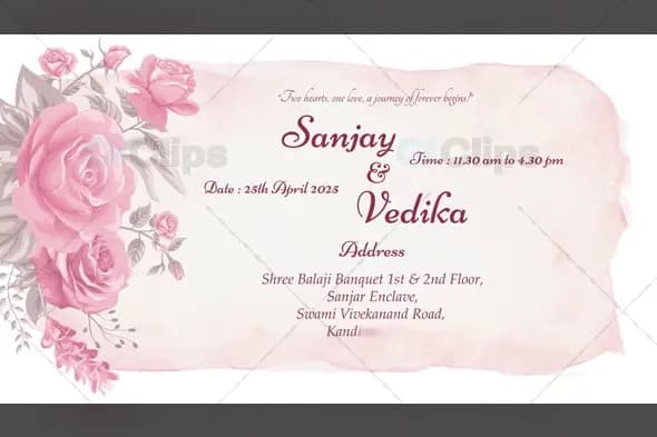 Elegant Pink Roses Marathi & English Wedding Invitation Template
