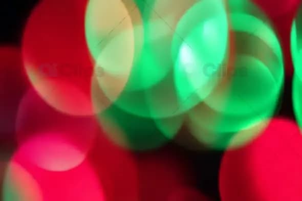 Festive Red and Green Bokeh Light Effects in Motion