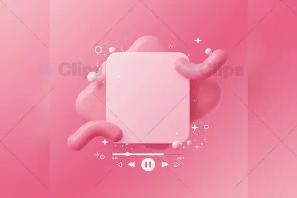 Pink Media Player Template with 3D Fluid Elements