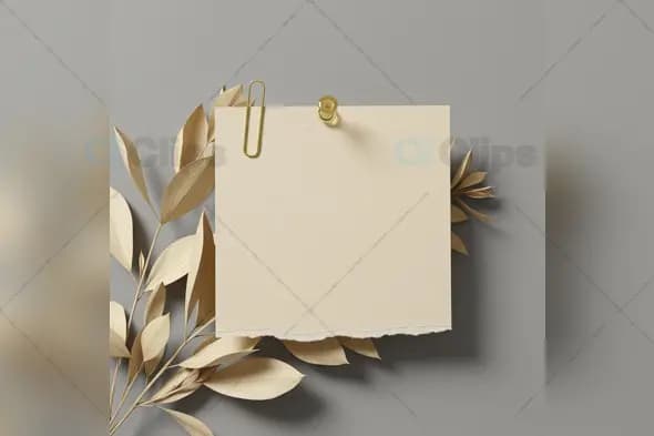 Elegant Cream Note with Golden Leaves Template