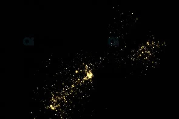 Golden Particle Stream Animation on Black Background
