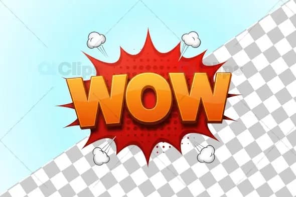 "WOW!" 3D Comic Burst Icon with Red and Orange Design
