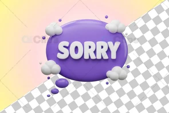 3D Sorry Text Bubble Illustration