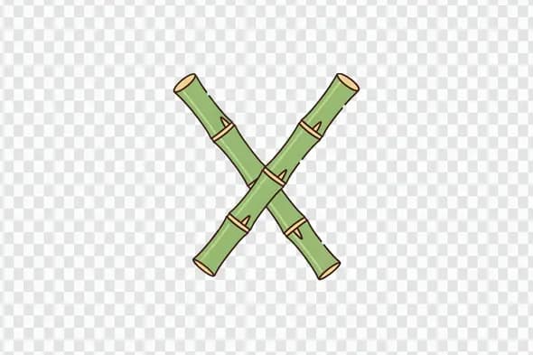 Crossed Sugarcane Stalks for Pongal Festival Clipart PNG