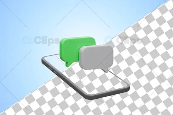 3D Smartphone with Chat Bubbles Mockup
