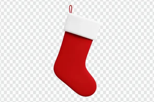 Classic Red Christmas Stocking with White Cuff Clipart PNG