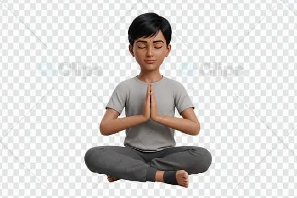 Meditative Boy PNG Tranquil Child in Lotus Pose
