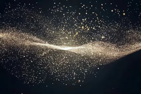 Golden Glitter Wave in Dark Space Background