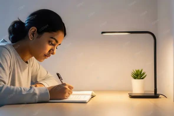 Dedicated Student Under Lamplight
