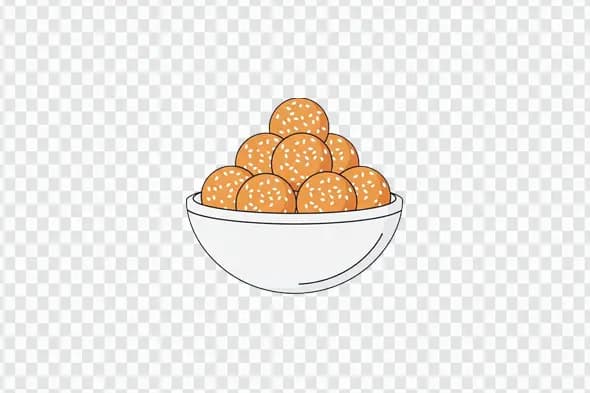 Traditional Indian Sesame Laddu Sweets Bowl Clipart PNG