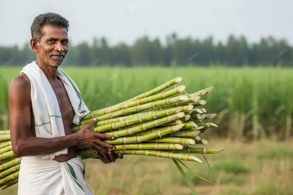 Proud Farmer with Sugarcane Bundle