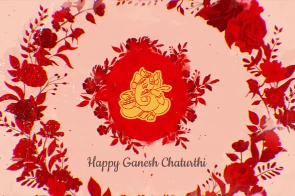 Floral Ganesh Chaturthi Greeting Template