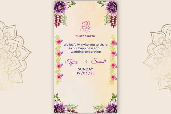 Floral Indian Wedding Invitation Template