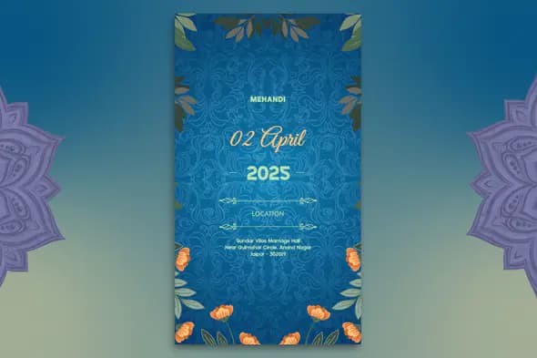 Regal Mehandi Ceremony Invitation Template