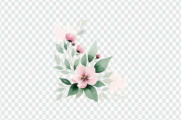 Delicate Pink Floral Watercolor Arrangement PNG Clipart