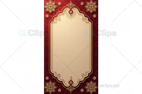 Ornate Frame with Gold Detailing on Red Background