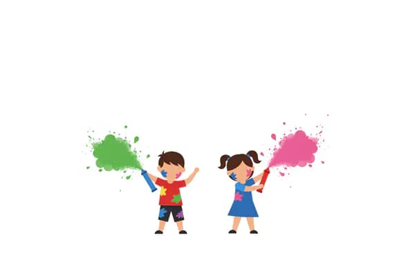 Playful Kids with Color Splashes Vector