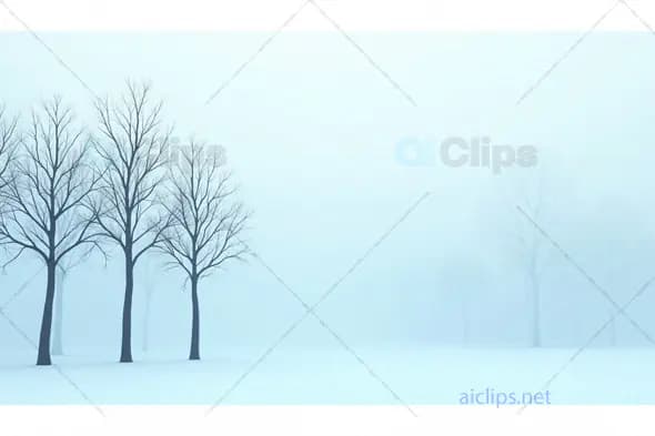 Foggy Winter Forest with Bare Trees