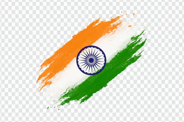 Vibrant Indian Flag Brush Stroke Design PNG