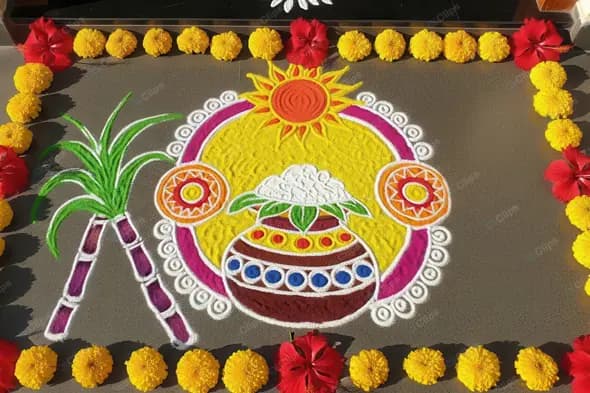 Vibrant Rangoli for Indian Harvest Festival