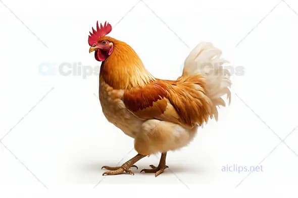 Golden Rooster on White Background