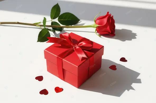 Elegant Red Gift Box and Rose for Special Occasions
