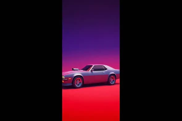 Retro Muscle Car in Neon Glow