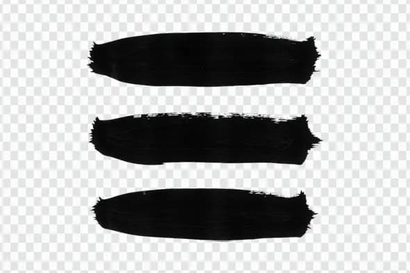Three Black Horizontal Brush Strokes PNG Clipart