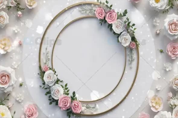 Double Floral Ring Frame with Sparkling Background